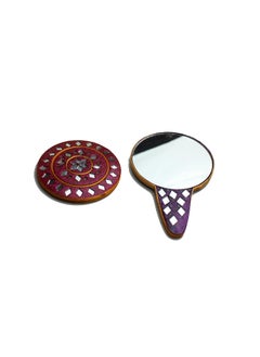 Antiques Nirmala Antiques Nirmala Round Hand Mirror Rajasthani Mirror Stylish Lakh Mirror Decorative Showpiece 11 cm Metal Multicolor  - Image 2