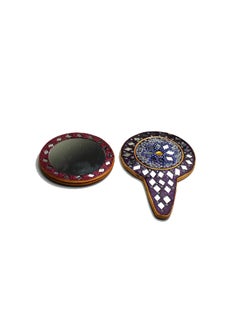 Antiques Nirmala Antiques Nirmala Round Hand Mirror Rajasthani Mirror Stylish Lakh Mirror Decorative Showpiece 11 cm Metal Multicolor  - Image 4