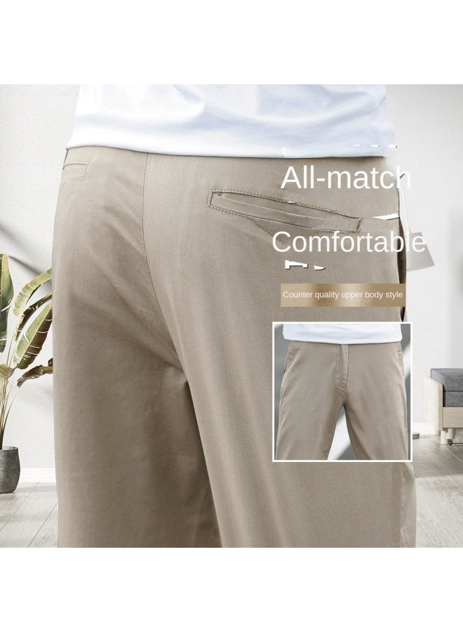 FOLUNSI Classic Versatile】men's Fashion Casual Pants - Straight-cut Dress Pants With Elastic Waist, Plus Size Trousers For Men - Image 2