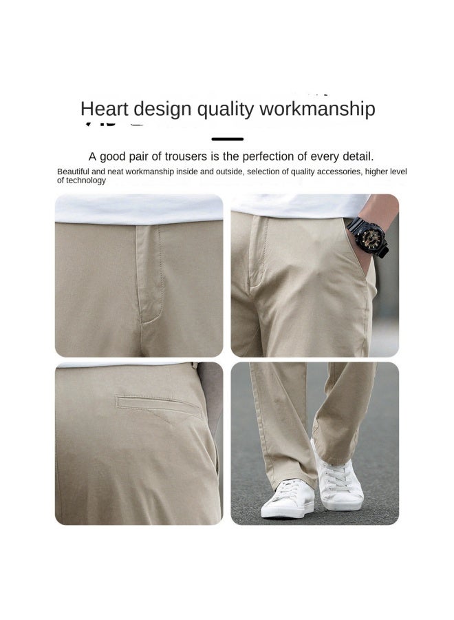 FOLUNSI Classic Versatile】men's Fashion Casual Pants - Straight-cut Dress Pants With Elastic Waist, Plus Size Trousers For Men - Image 4