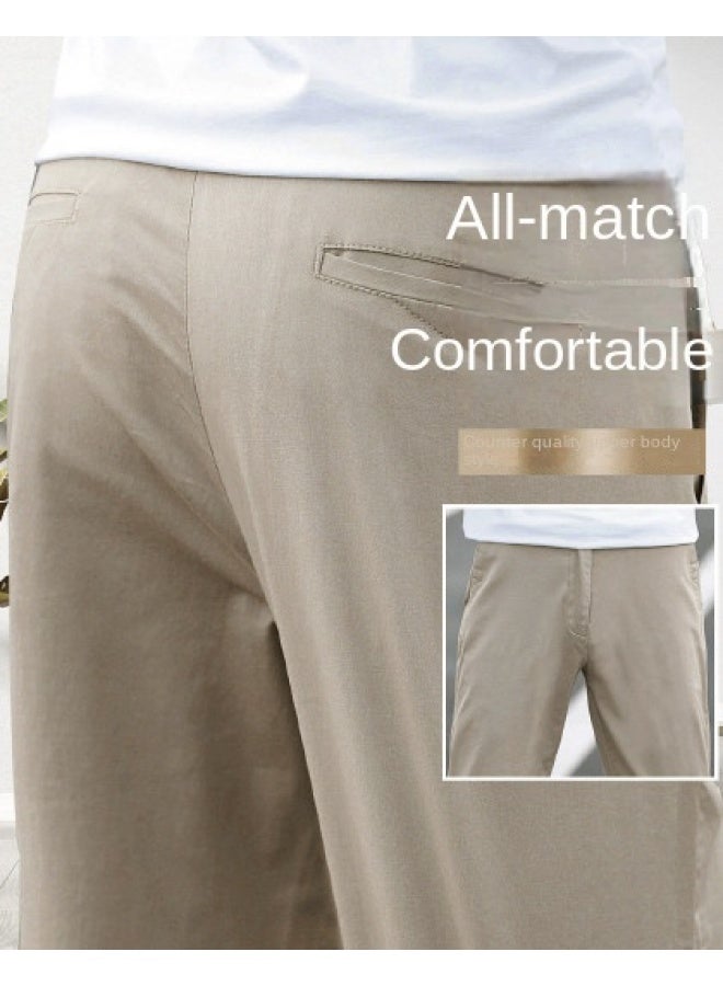 FOLUNSI Classic Versatile】men's Fashion Casual Pants - Straight-cut Dress Pants With Elastic Waist, Plus Size Trousers For Men - Image 1