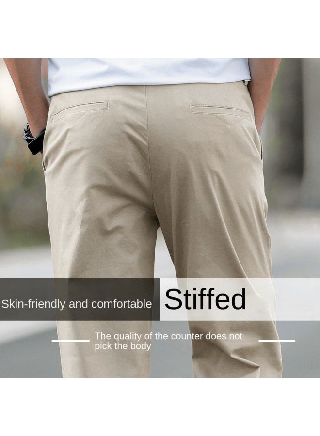 FOLUNSI Classic Versatile】men's Fashion Casual Pants - Straight-cut Dress Pants With Elastic Waist, Plus Size Trousers For Men - Image 3
