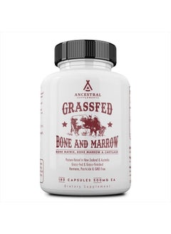 Ancestral Supplements Grass Fed Beef Bone and Marrow Supplement, 3000mg, Skin, Oral Health, and Joint Support Supplement Promotes Whole-Body Wellness, Non-GMO Whole Bone Extract, 180 Capsules  - Image 1