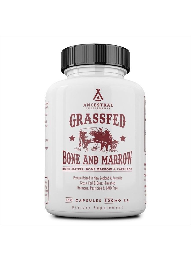 Ancestral Supplements Grass Fed Beef Bone and Marrow Supplement, 3000mg, Skin, Oral Health, and Joint Support Supplement Promotes Whole-Body Wellness, Non-GMO Whole Bone Extract, 180 Capsules - Image 1