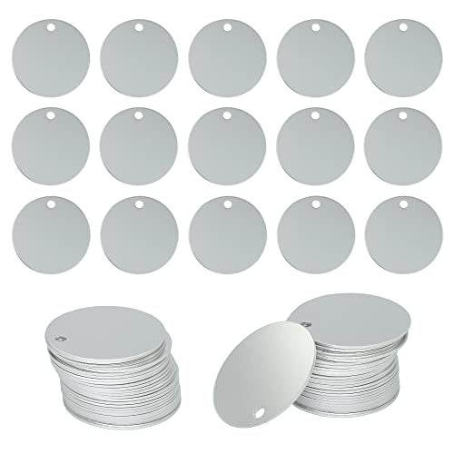 StayMax Round Aluminum Engraving Blanks Tags Stamping Blanks 25 Pack Diameter 1.57 Inch (Silver) - Image 1