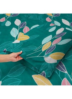 BSB HOME BSB HOME Premium Cotton Elastic Fitted Bedsheets with 2 King Size Pillow Covers | Double Bed with All Around Elastic 180 TC Supersoft | Size - 72 King Sizex78+10 in | Dark Green & White  - Image 2