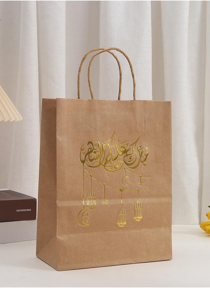 LKTOCAFT - 6 Pieces Kraft Paper Gift Bags for Holidays and Festive Day, Party Bags with Handles for Candy Desserts and Jewelry Gifts, Party Favor Bags and Party Supplies,Medium Size - Image 1