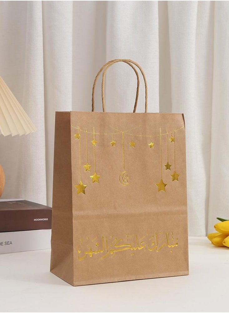 LKTOCAFT - 6 Pieces Kraft Paper Gift Bags for Holidays and Festive Day, Party Bags with Handles for Candy Desserts and Jewelry Gifts, Party Favor Bags and Party Supplies,Medium Size - Image 1