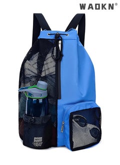 Trendy Swimming & Fitness Backpack with Breathable Mesh Drawstring Closure and Separate Wet Compartment, Tailored for Beach Vacations, Daily Workouts, and Sports Gear（blue）