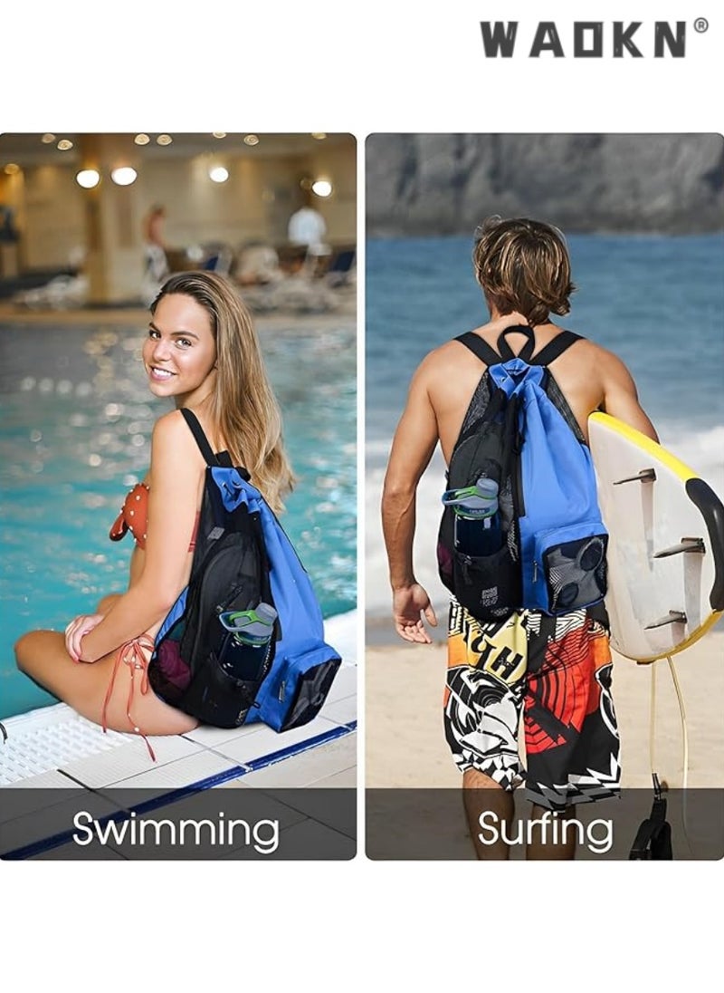 WAOKN - Trendy Swimming & Fitness Backpack with Breathable Mesh Drawstring Closure and Separate Wet Compartment, Tailored for Beach Vacations, Daily Workouts, and Sports Gear（blue） - Image 1