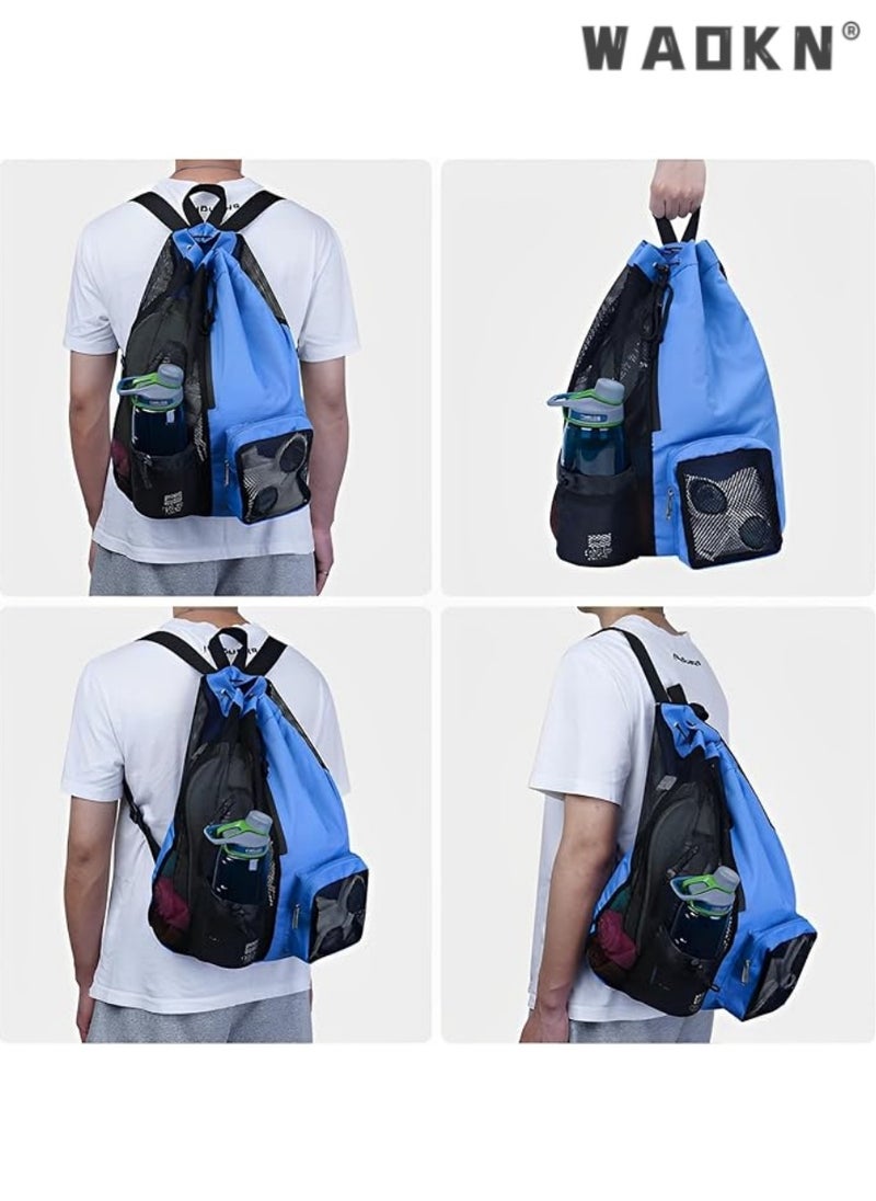 WAOKN - Trendy Swimming & Fitness Backpack with Breathable Mesh Drawstring Closure and Separate Wet Compartment, Tailored for Beach Vacations, Daily Workouts, and Sports Gear（blue） - Image 1