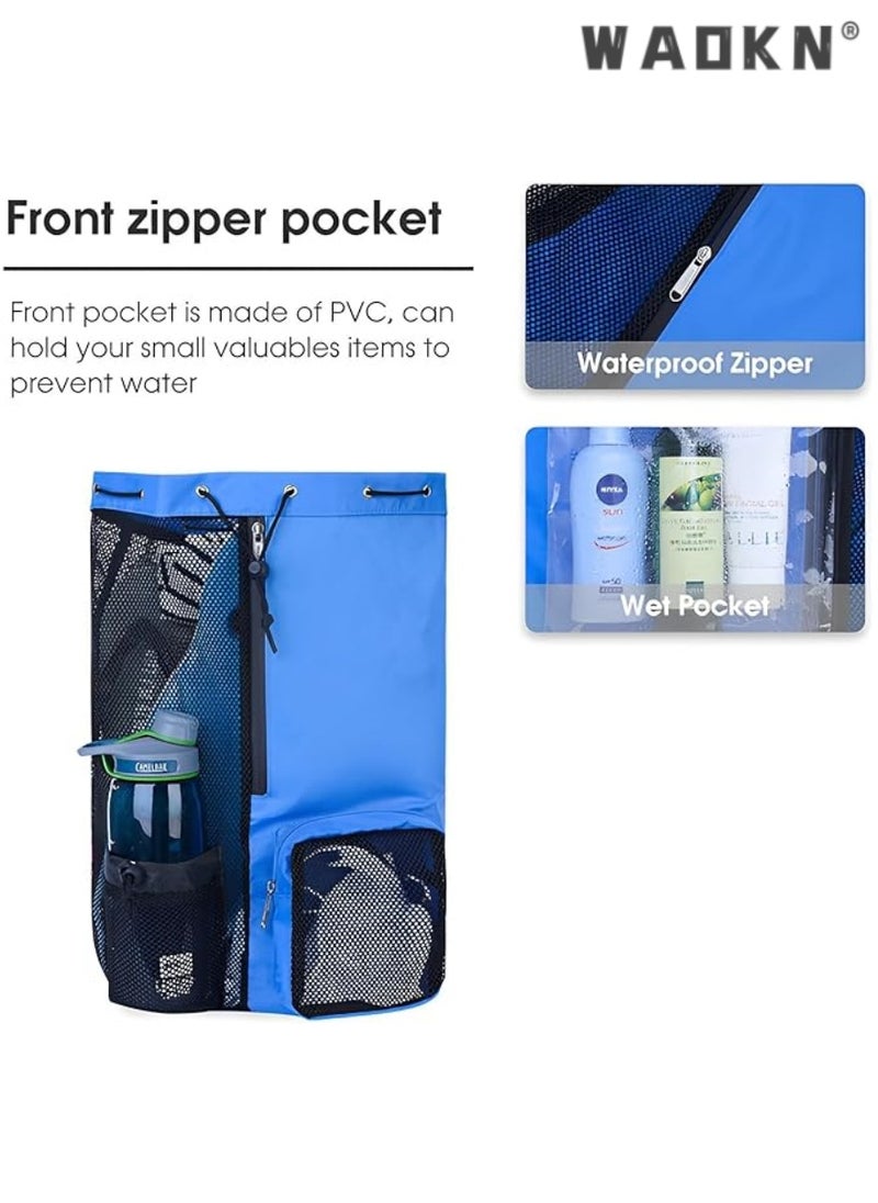 WAOKN - Trendy Swimming & Fitness Backpack with Breathable Mesh Drawstring Closure and Separate Wet Compartment, Tailored for Beach Vacations, Daily Workouts, and Sports Gear（blue） - Image 1