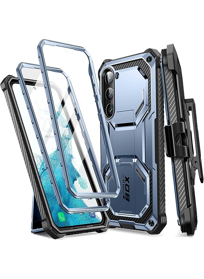 I-blason Armorbox Designed for Samsung Galaxy S23 Case, [Extra Front Frame] Full-Body Rugged Kickstand Holster Bumper Case with Built-in Screen Protector (Blue) - Image 1