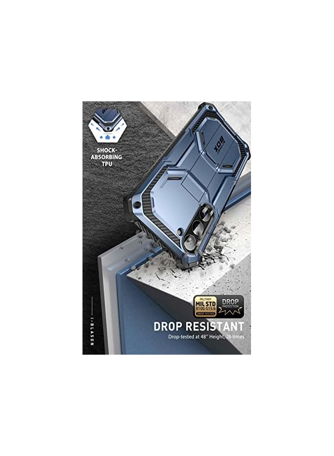 I-blason Armorbox Designed for Samsung Galaxy S23 Case, [Extra Front Frame] Full-Body Rugged Kickstand Holster Bumper Case with Built-in Screen Protector (Blue) - Image 3