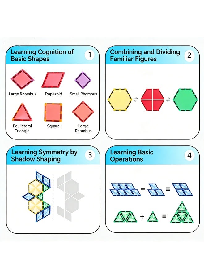 Magnetic Building Blocks Set (48 Pieces) Colourful Transparent Magnetic 3D Blocks Unlimited Creativity Inspires Thinking Entertaining and Educational Traditional Educational Toy - Image 4