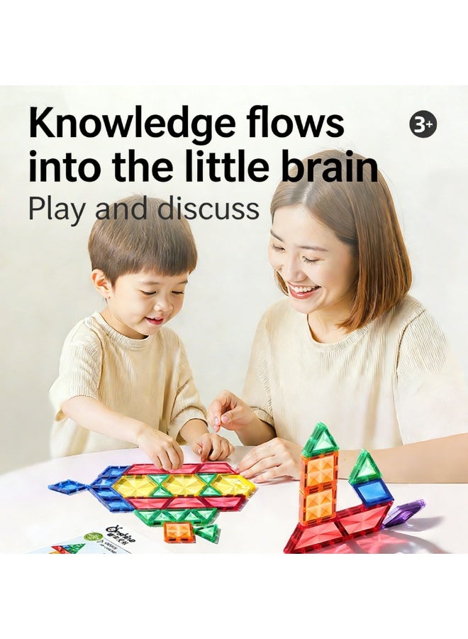 Magnetic Building Blocks Set (48 Pieces) Colourful Transparent Magnetic 3D Blocks Unlimited Creativity Inspires Thinking Entertaining and Educational Traditional Educational Toy - Image 2