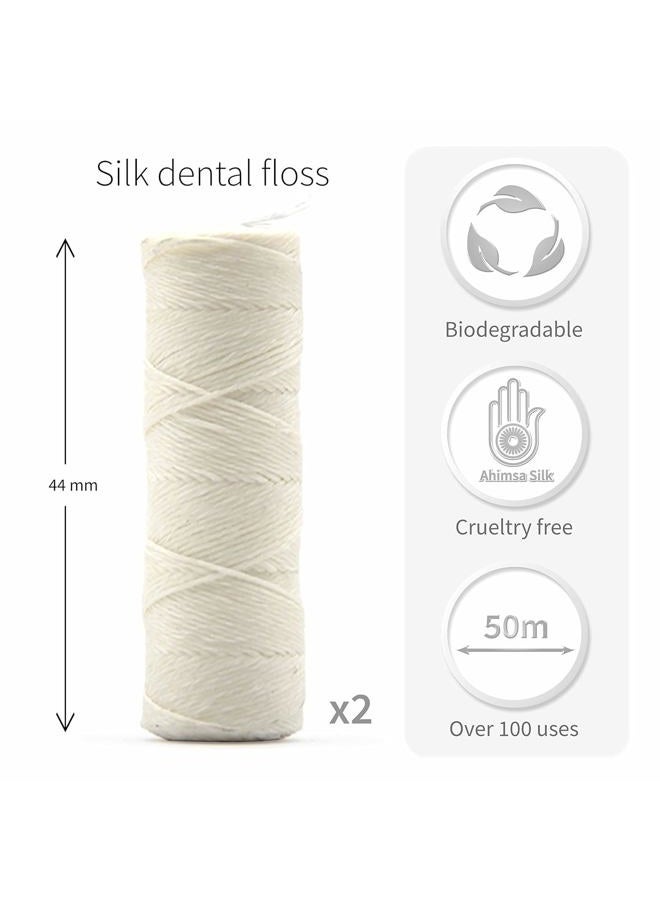 Bambaw Refill Silk Dental Floss | Natural Dental Tape | Plastic Free Dental Floss | Eco Floss | Stainless Steel | Zero Waste Floss | Mint | 100m (Pack of 1) - Image 2