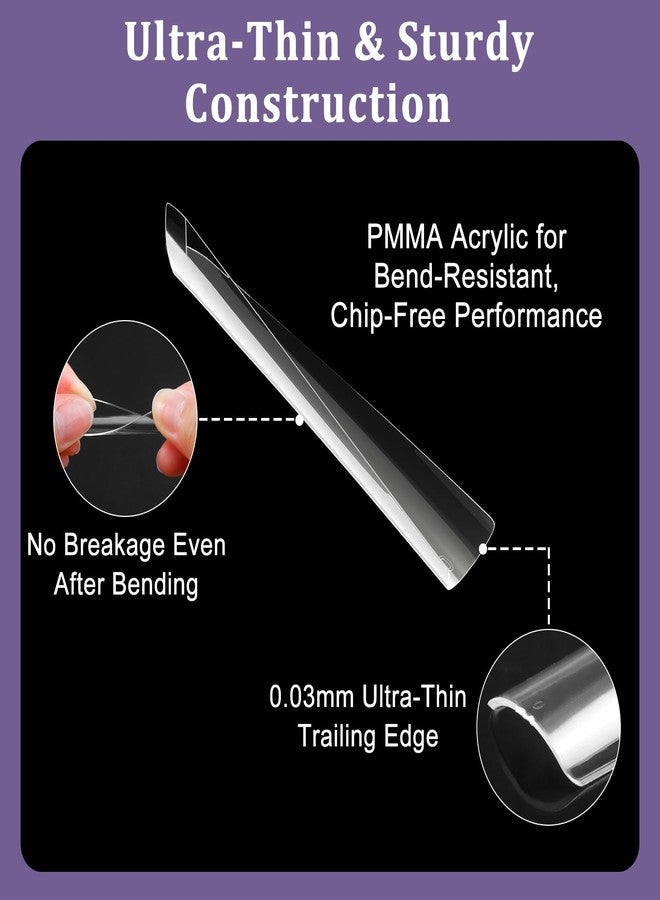 Laza 600pcs No C Curve Clear Fake Nail Tips 12 Sizes Half Cover Flat Nail Tips Square Straight Extra Long False Nail Tips for Acrylic Nails Extension Tips - 3XL - Image 4