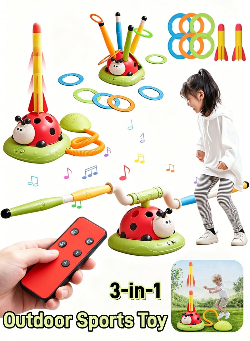 Aimayapet Kids Outdoor Toys 3 in 1 Musical Jump, Toss Ring Game Toy and Stomping Launch Rocket Launcher for Kids  Sports Toys with Remote Control, Indoor Outside Toys for Kids Ages 3-8 Toys for Ages 5-7 8-13 Kids Gifts - Image 1