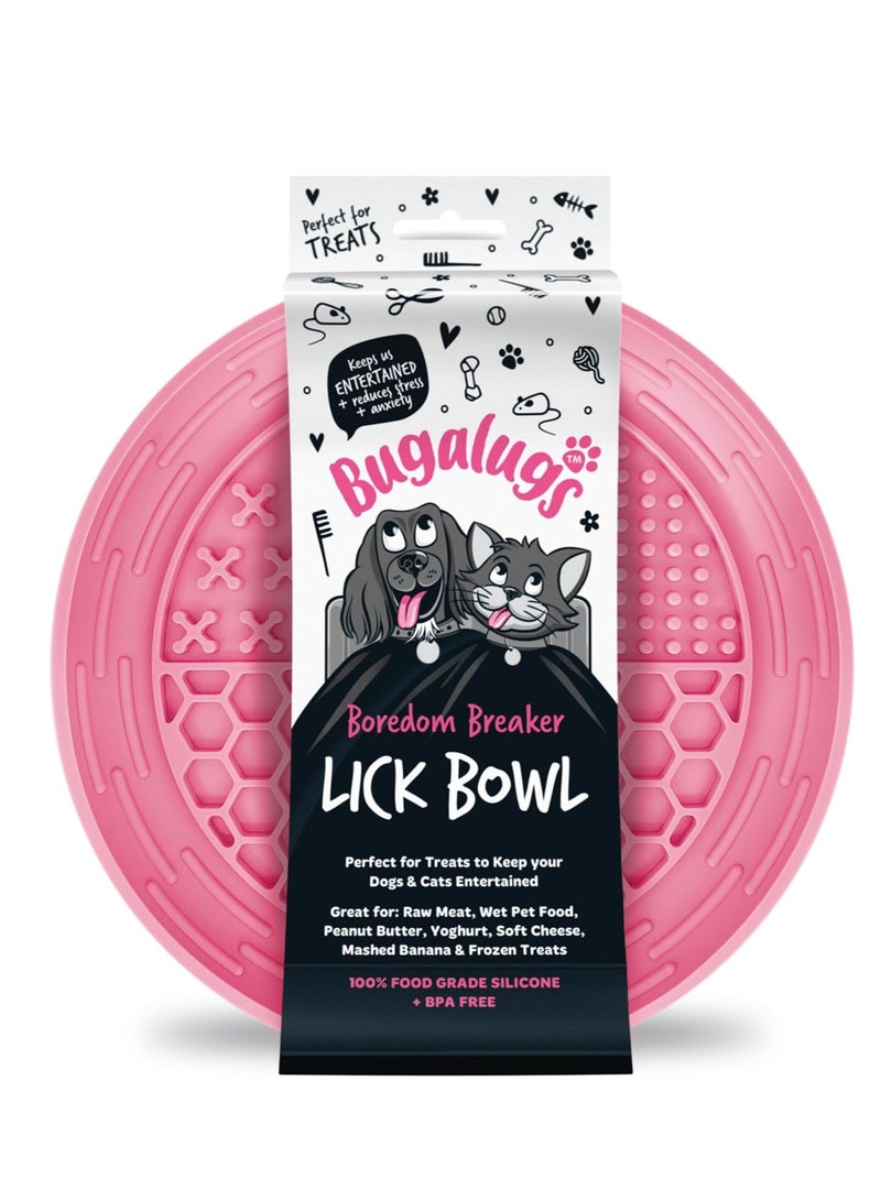 BUGALUGS Dog Mat Bowl 100 percent Food Grade Cat Food Mat and Licky Mats For Dogs Lick Mat Bowl Reduce Stress and Anxiety Single Pink - Image 1