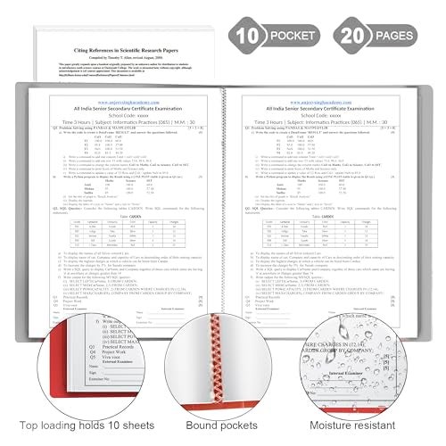 TULMAN 10 Pockets Full Scape Bound A4 Size Presentation Display Book Portfolio File Binders with Plastic Clear Sleeves Document Organizer for Music Sheets Artwork Drawing for School - (Color May Vary) - Image 3