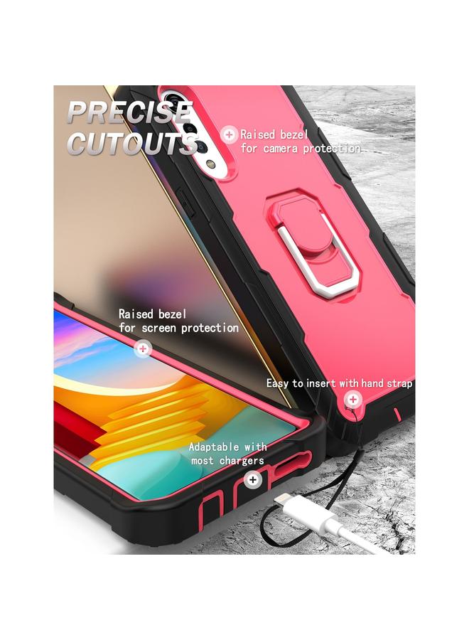 S-TOP Case For LG Velvet PC + Rubber 3-layers Shockproof Protective Case with Rotating Holder - Image 4