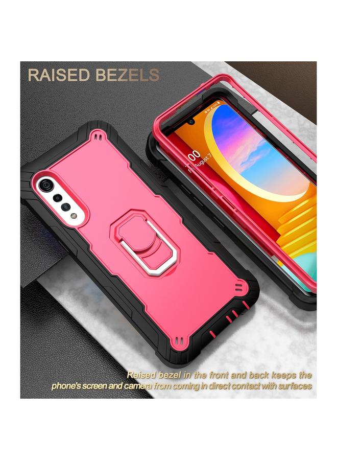 S-TOP Case For LG Velvet PC + Rubber 3-layers Shockproof Protective Case with Rotating Holder - Image 2