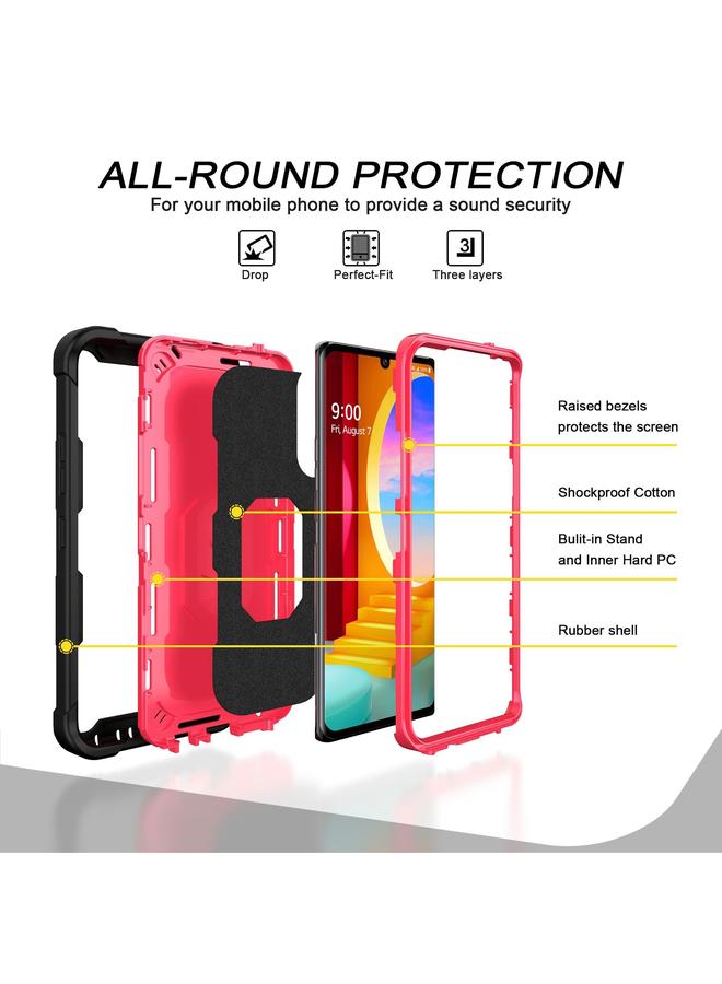 S-TOP Case For LG Velvet PC + Rubber 3-layers Shockproof Protective Case with Rotating Holder - Image 3