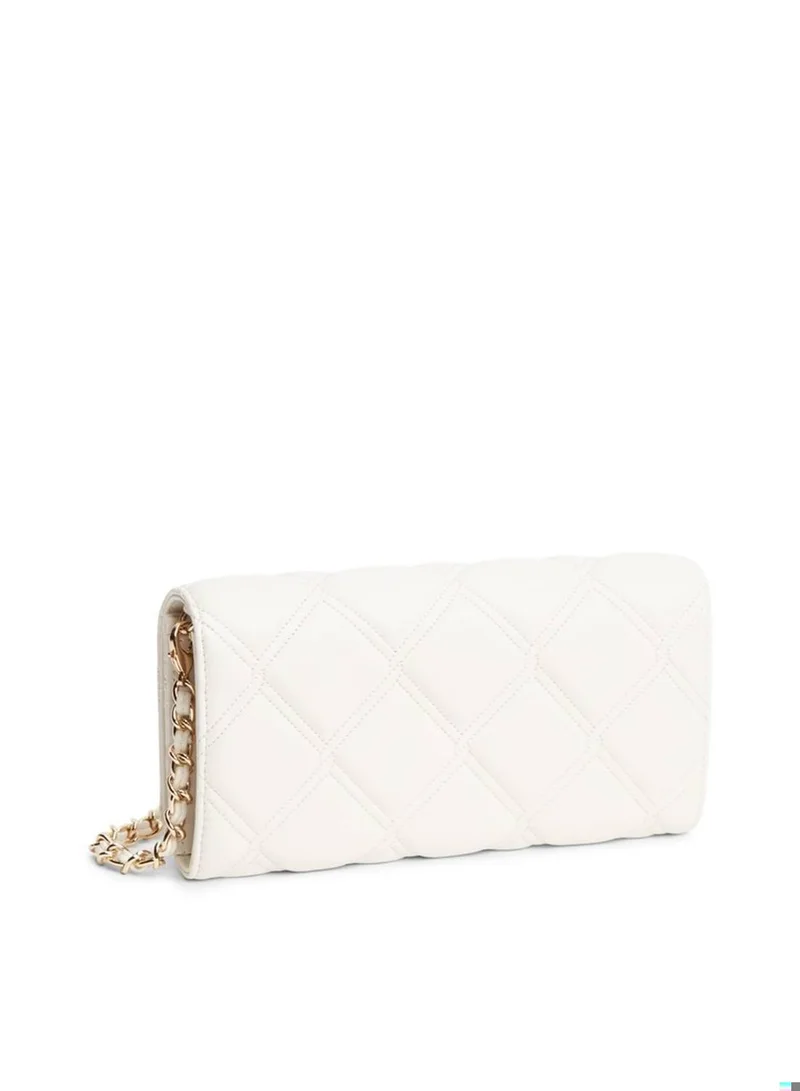 Tommy Hilfiger Soft Cream Quilted TH Monogram Chain Strap Wallet for Women | Best Price UAE