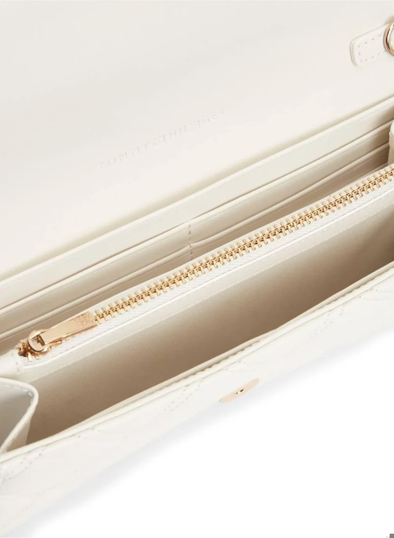 Tommy Hilfiger Soft Cream Quilted TH Monogram Chain Strap Wallet for Women | Best Price UAE