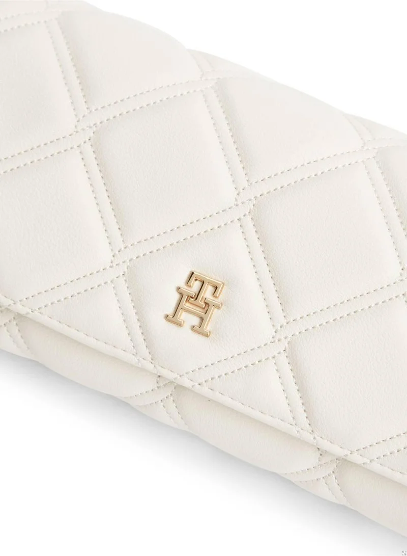 Tommy Hilfiger Soft Cream Quilted TH Monogram Chain Strap Wallet for Women | Best Price UAE