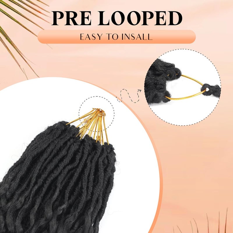 Ahrencan Short Deep Faux Locs Crochet Hair for Black Women-8 Packs 12 Inch Pre Looped Goddess Locs Crochet Hair With Curly Ends Prelooped Synthetic Crochet Braids,Lightweight& Natural Look(12",1B#) - Image 4