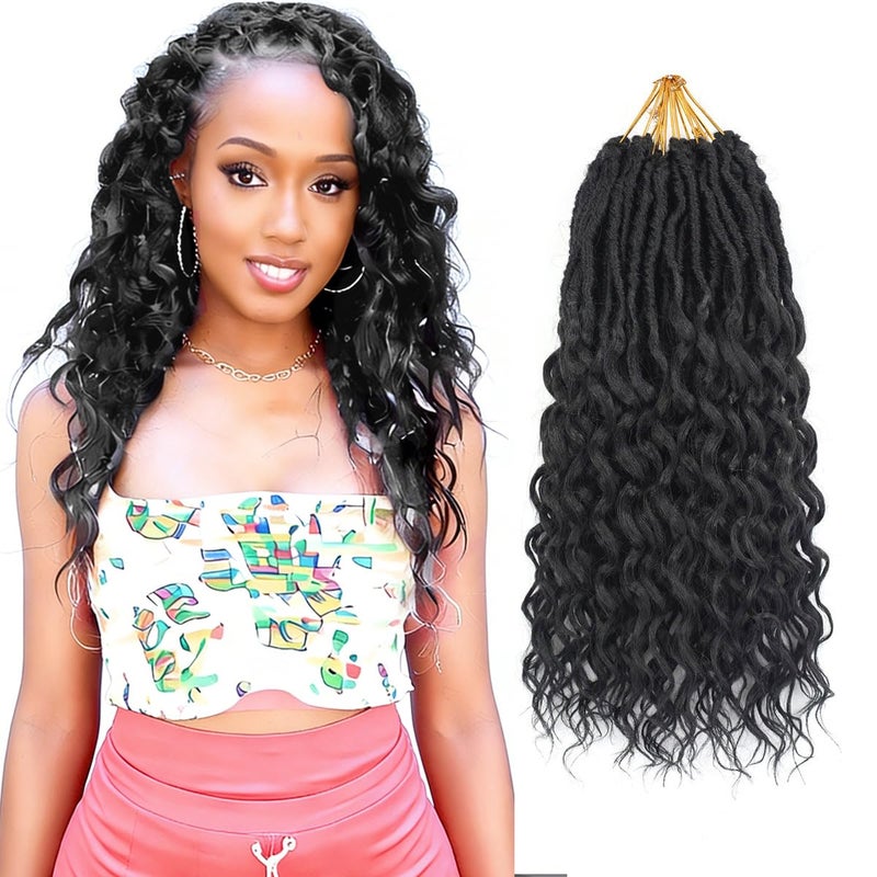 Ahrencan Short Deep Faux Locs Crochet Hair for Black Women-8 Packs 12 Inch Pre Looped Goddess Locs Crochet Hair With Curly Ends Prelooped Synthetic Crochet Braids,Lightweight& Natural Look(12",1B#) - Image 1