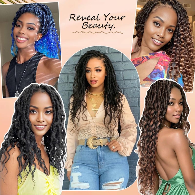 Ahrencan Short Deep Faux Locs Crochet Hair for Black Women-8 Packs 12 Inch Pre Looped Goddess Locs Crochet Hair With Curly Ends Prelooped Synthetic Crochet Braids,Lightweight& Natural Look(12",1B#) - Image 5