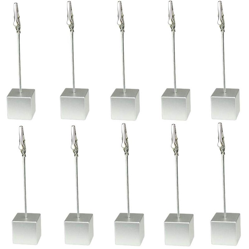 senover Table Number Holder Name Place Card Holder Memo Clip Holder Stand Note Holder Pictures Card Paper Menu Clip (Silver) (10PCS) - Image 1