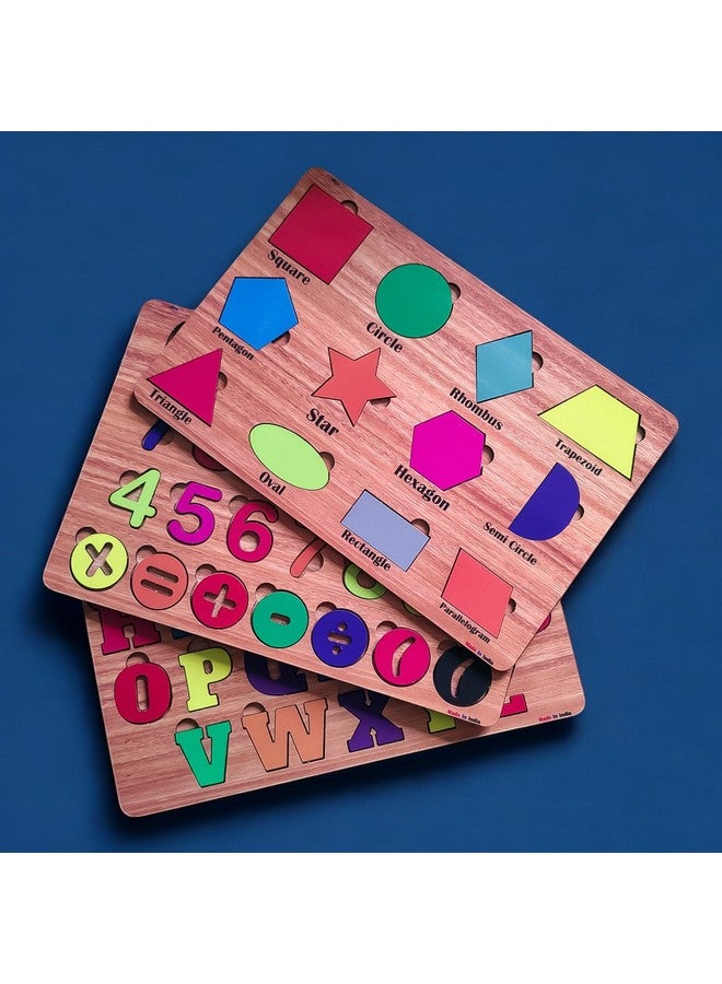 Fiddlys Wooden Educational Puzzle, Alphabet Shapes and Numbers Learning Toy (Alpha+Number+Shapes) - Image 2