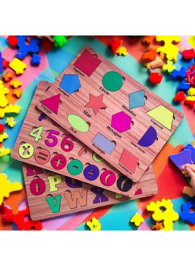 Fiddlys Wooden Educational Puzzle, Alphabet Shapes and Numbers Learning Toy (Alpha+Number+Shapes) - Image 3