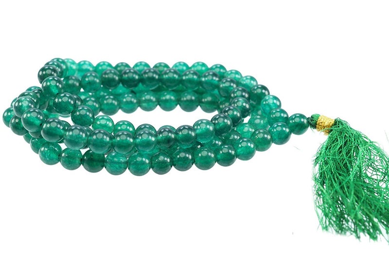 odishabazaar odishabazaar Green Jade Elastic Japa Mala Bracelet 27+1 Beads Symbol of Successful Love, 5 in (G_H_Mala-1)  - Image 1