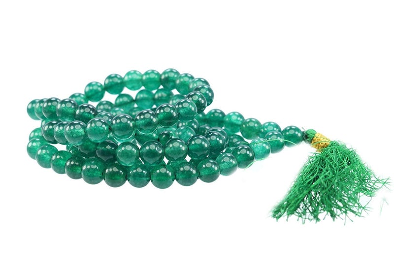 odishabazaar odishabazaar Green Jade Elastic Japa Mala Bracelet 27+1 Beads Symbol of Successful Love, 5 in (G_H_Mala-1)  - Image 2