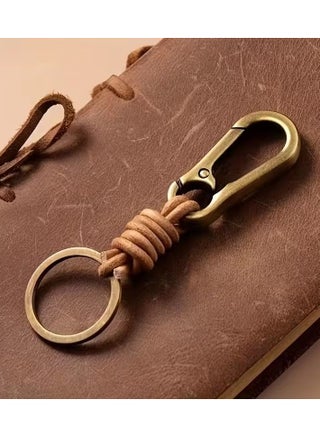 Men's Vintage Cowhide Keychain, Vintage Leather Rope, Car Key Chain, Ring Pendant