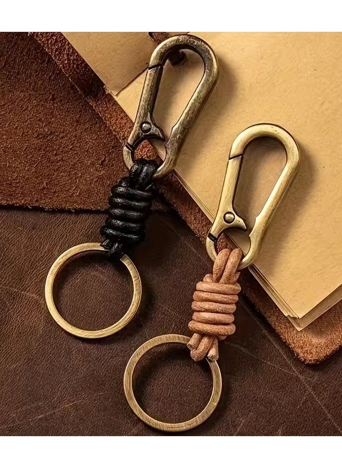 Goolsky - Men's Vintage Cowhide Keychain, Vintage Leather Rope, Car Key Chain, Ring Pendant - Image 1