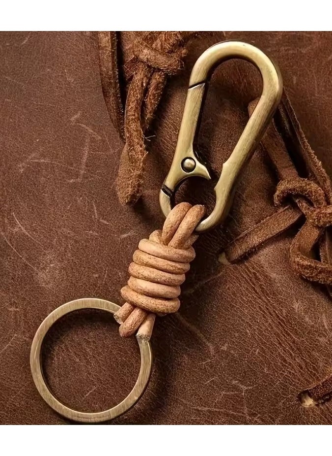 Goolsky - Men's Vintage Cowhide Keychain, Vintage Leather Rope, Car Key Chain, Ring Pendant - Image 1