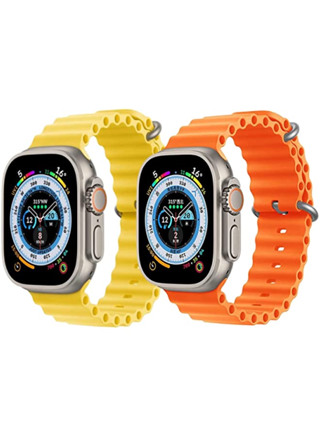 IAF Silicone Ocean Band Strap Yellow Silicone Ocean Band Strap Orange Set of 2 for Apple Watch Ultra 8 49mm