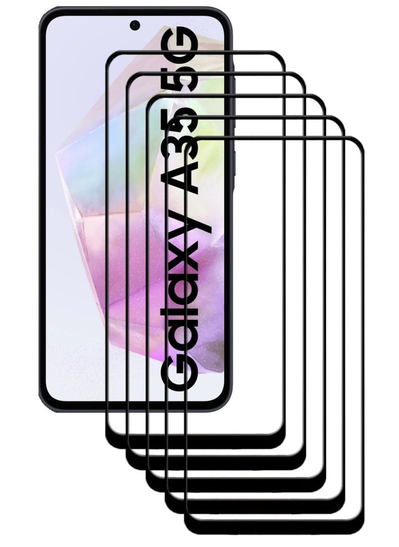 ACLIX 5 Pieces Tempered Glass Screen Protector Antistatic ESD Dustproof Premium Quality High Definition Designed For Samsung Galaxy A35 - Image 1