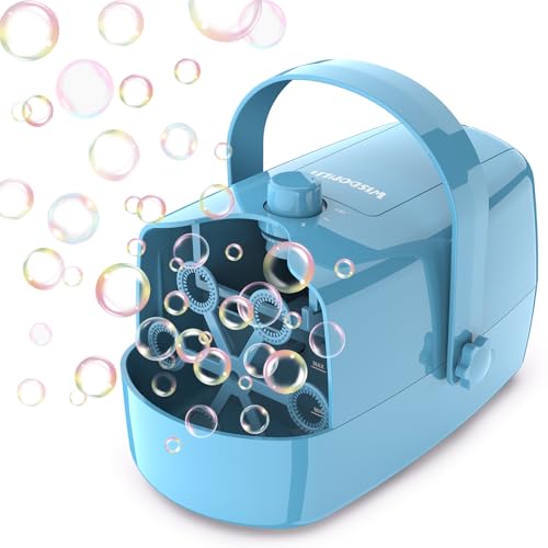 Wisdomlit Bubble Machine 3in1 Bubble Maker Bubble Blower with 3 Bubble Wheels Make Small  Medium  Big Bubbles for Kids Toddlers Bubble Toys for Indoor Outdoor Birthday Party Blue - Image 1