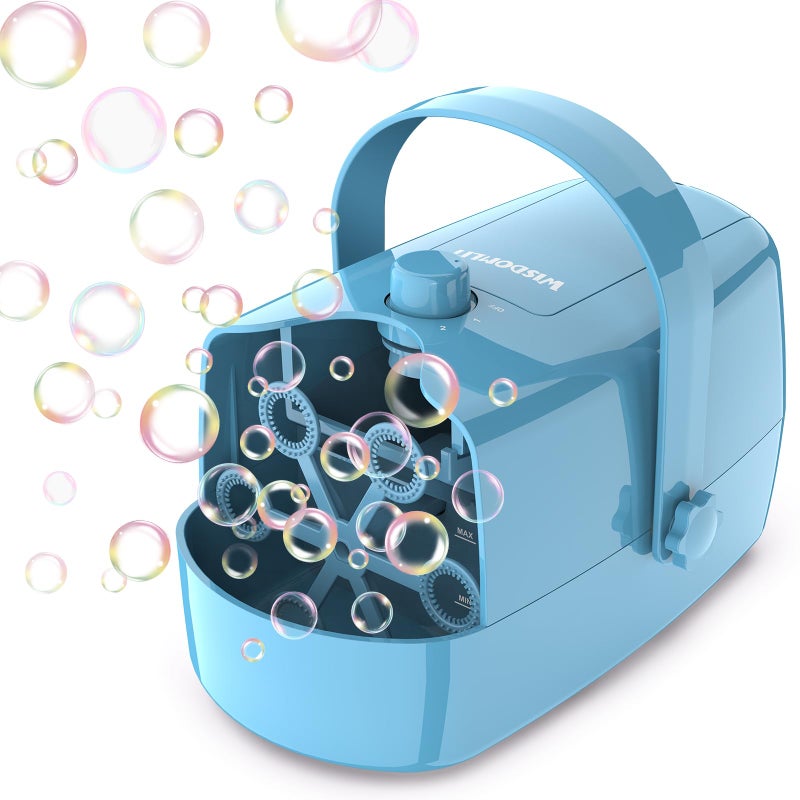 Wisdomlit Bubble Machine 3in1 Bubble Maker Bubble Blower with 3 Bubble Wheels Make Small  Medium  Big Bubbles for Kids Toddlers Bubble Toys for Indoor Outdoor Birthday Party Blue - Image 3