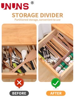 UNUNS 4 Pcs Drawer Divider Adjustable DIY Storage Organizer Drawer Separator For Tidying Clutter Cutlery Makeup Clothes,Desk Box In Kitchen Bathroom Office,Cut At Will  - Image 2