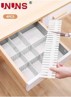 UNUNS 4 Pcs Drawer Divider Adjustable DIY Storage Organizer Drawer Separator For Tidying Clutter Cutlery Makeup Clothes,Desk Box In Kitchen Bathroom Office,Cut At Will  - Image 1