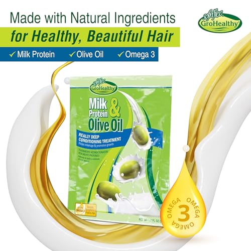 Grohealthy Milk Protein & Olive Oil Hair Deep Conditioning Treatment Hair Mask Strengthens, Repairs, Stops Breakage and Promotes Growth for Soft, Healthy, Manageable Hair - Sofn’Free GroHealthy - Single - Image 3