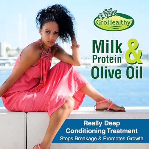 Grohealthy Milk Protein & Olive Oil Hair Deep Conditioning Treatment Hair Mask Strengthens, Repairs, Stops Breakage and Promotes Growth for Soft, Healthy, Manageable Hair - Sofn’Free GroHealthy - Single - Image 2